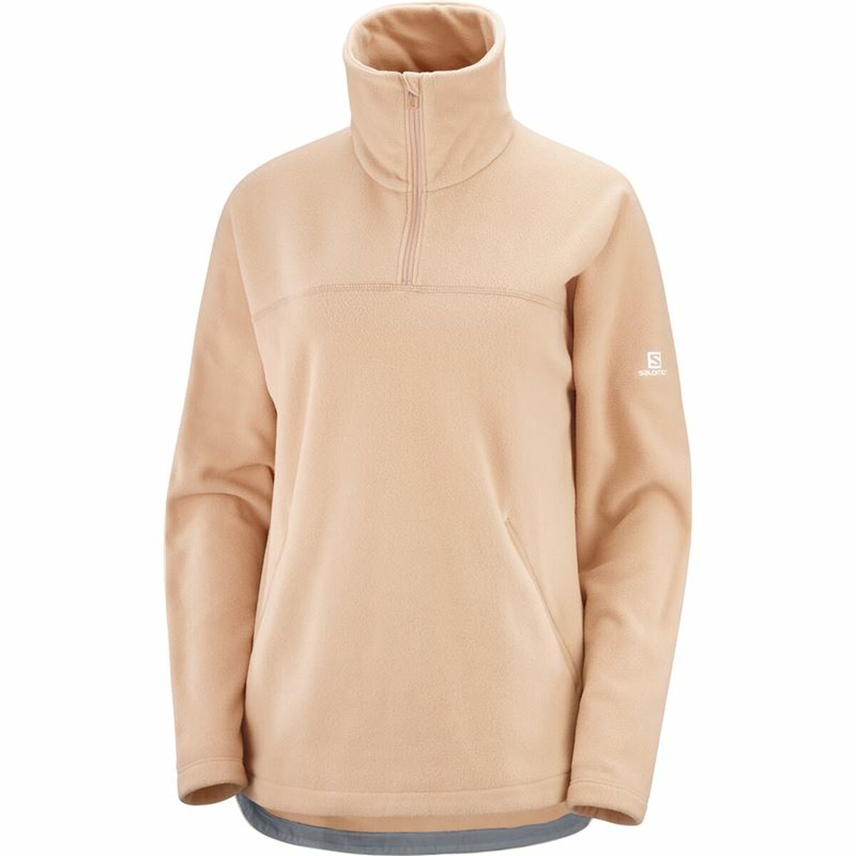 Light pink fleece lining pullover for women, ideal for outdoor adventures and camping. Purchase at revlando.com.