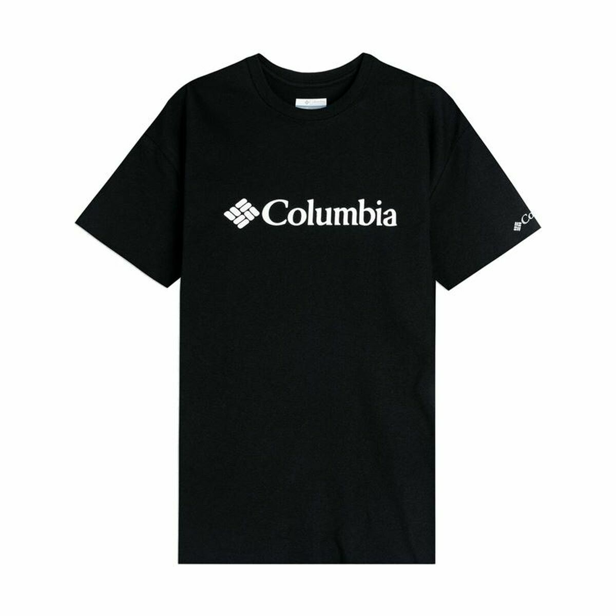 Men’s short sleeve black t-shirt by Columbia, ideal for outdoor adventures and camping. Available at revlando.com.