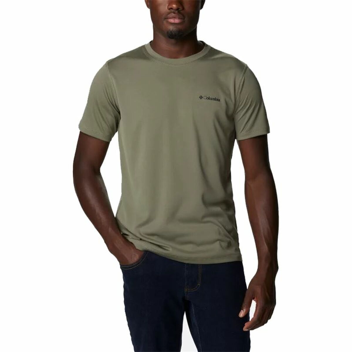 Men's Columbia Zero Rules™ Mountain Olive T-shirt, perfect for outdoor adventures and camping. Available at revlando.com.