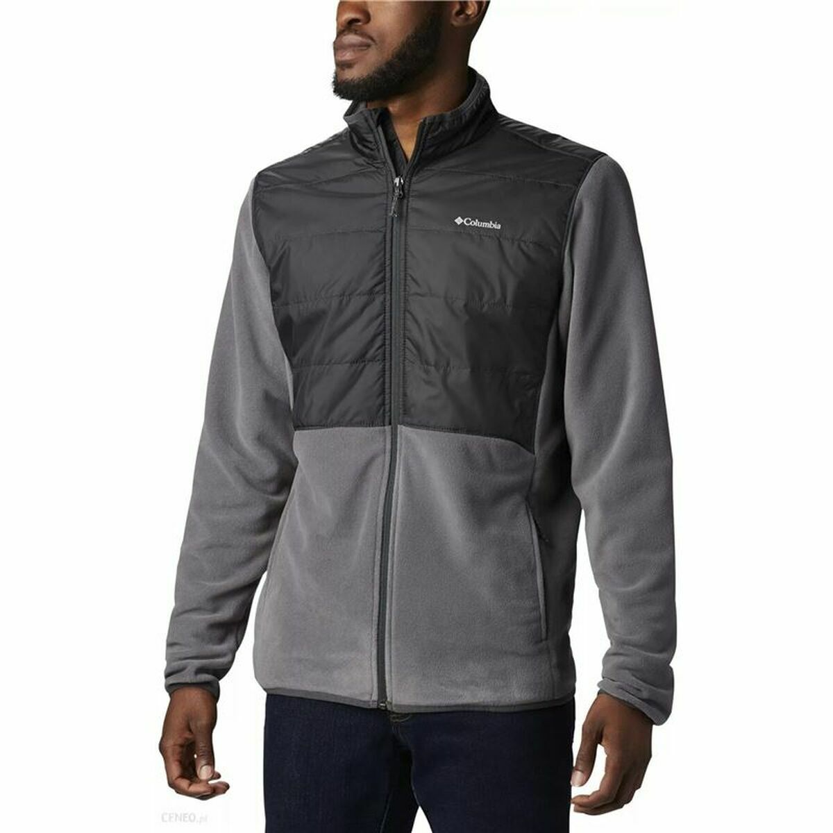 Men's Columbia Basin Butte Grey Sports Jacket for outdoor adventures and camping, perfect for a healthy active lifestyle.