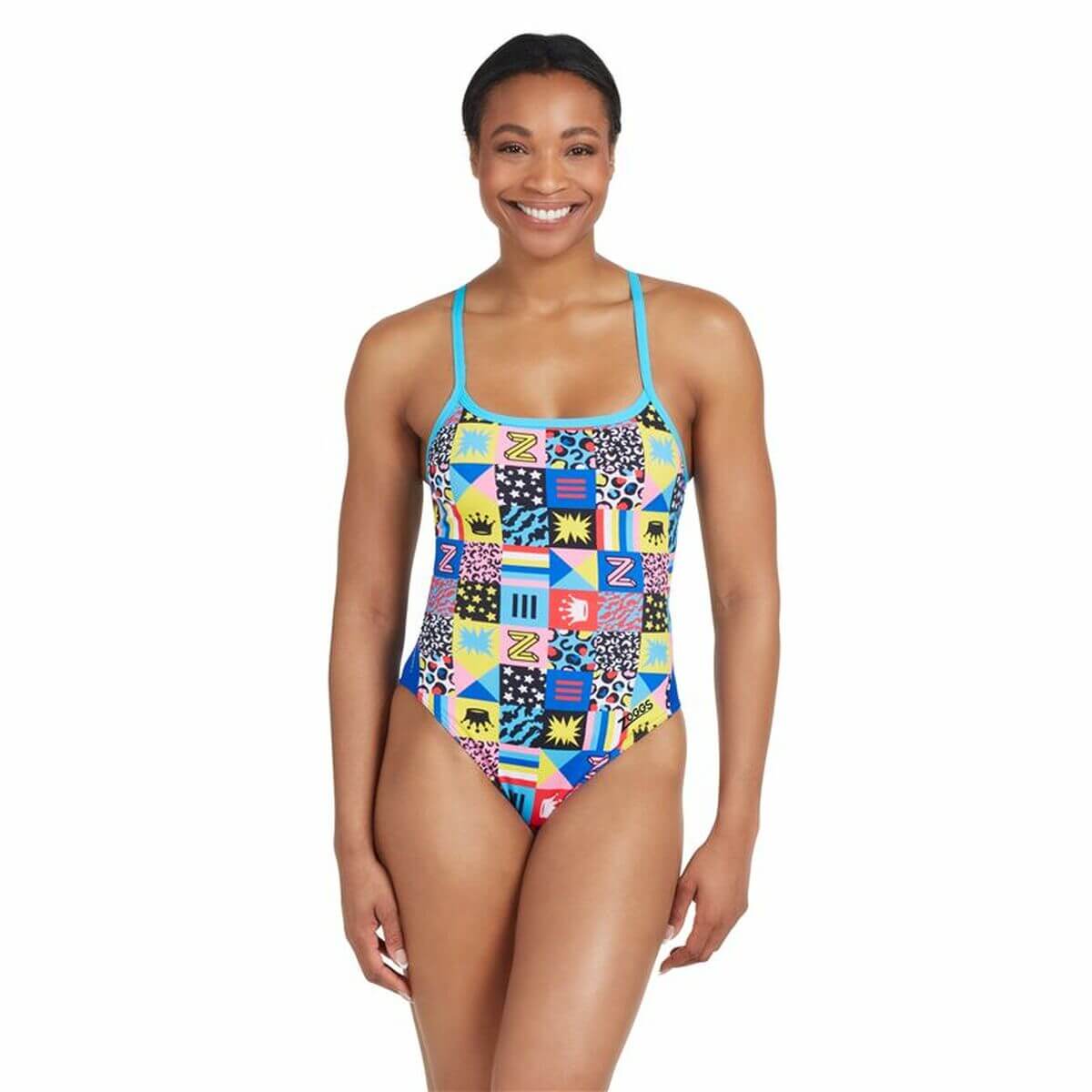 Stylish women's multicolored bathing costume perfect for outdoor adventures and camping, available at revlando.com.