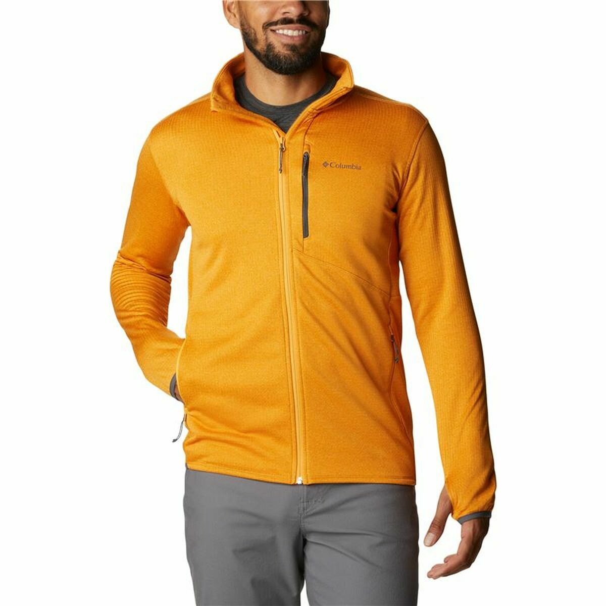 Men's outdoor sports jacket in orange by Columbia Park View™, ideal for camping and adventures, available at revlando.com.