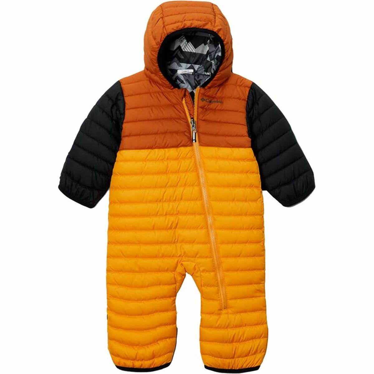Children's reversible jumpsuit in orange and black for outdoor adventure; ideal for camping. Buy at revlando.com.