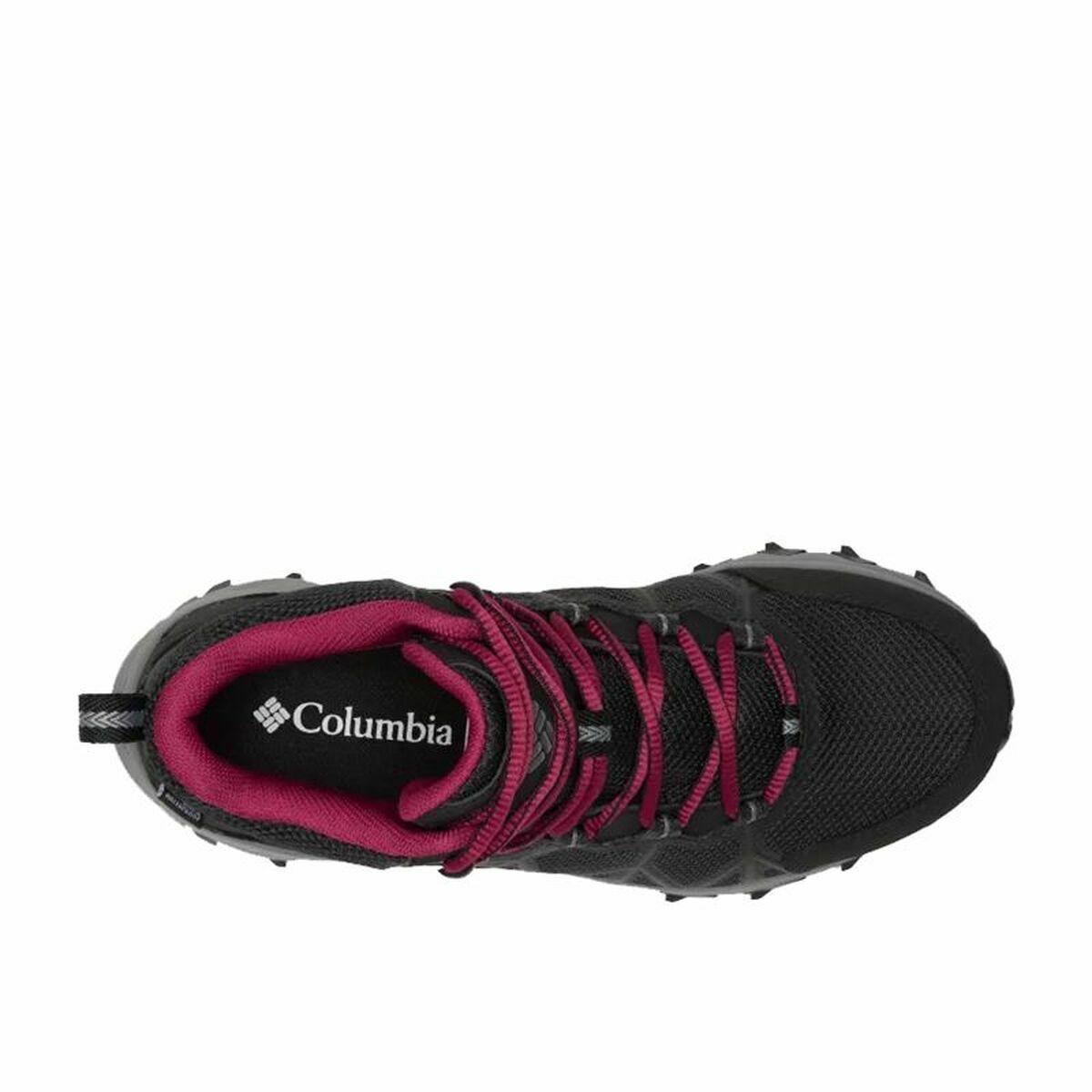 Columbia Peakfreak III Outdry Lady Black hiking boots for outdoor adventures and camping, featuring stylish pink accents.