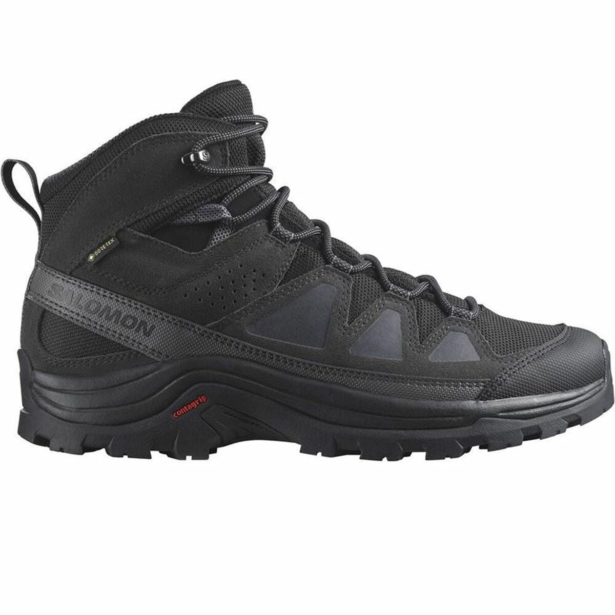 Hiking boots Salomon Quest Rove Gore-Tex in black, perfect for outdoor adventures and camping. Durable synthetic material.