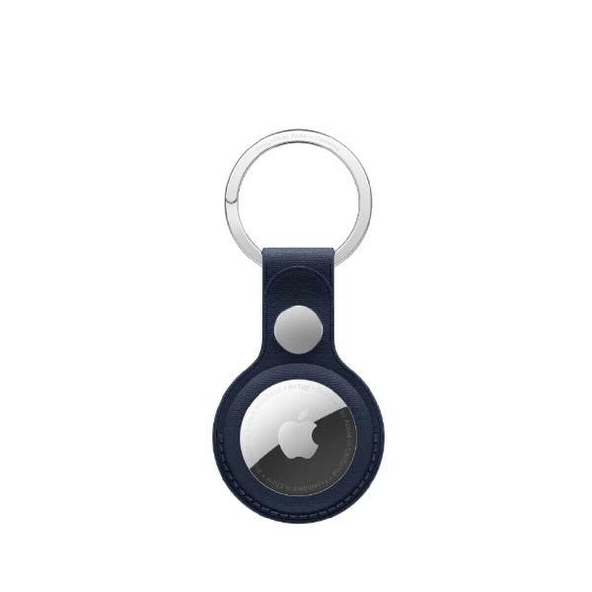 Dark blue Keychain for Apple AirTag, ideal for outdoor adventures and camping, available at revlando.com.
