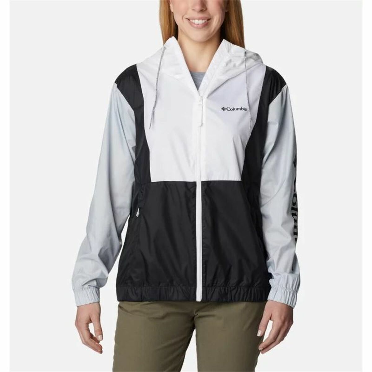 Women's Columbia Lily Basin™ Sports Jacket in black and white, perfect for outdoor adventures and camping.