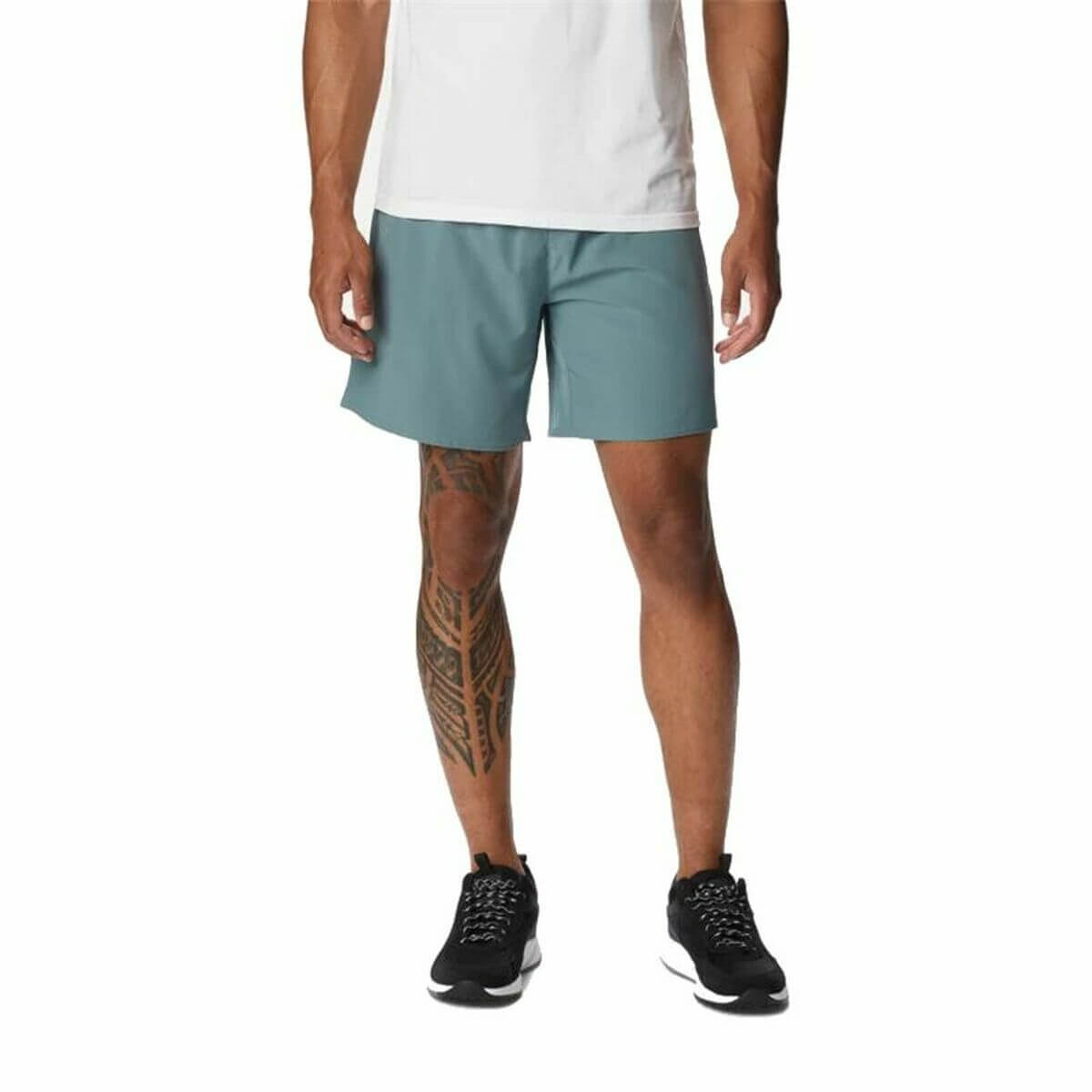 Men's Columbia Hike™ sports shorts in teal, perfect for outdoor adventures and camping, available at revlando.com.