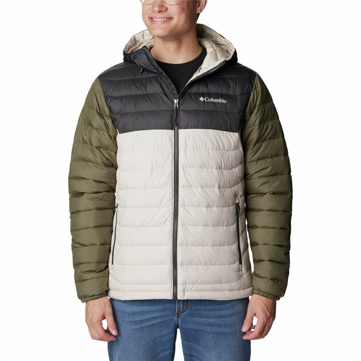 Men's Columbia Powder Lite™ Sports Jacket in beige, perfect for outdoor adventures and camping.