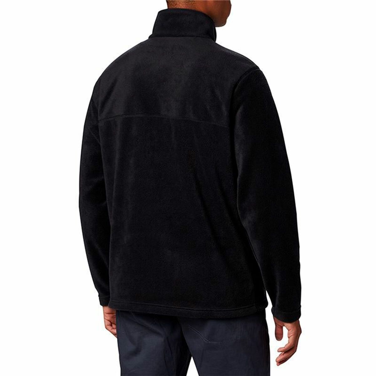 Men's black Columbia fleece jacket ideal for outdoor adventures and camping from revlando.com.