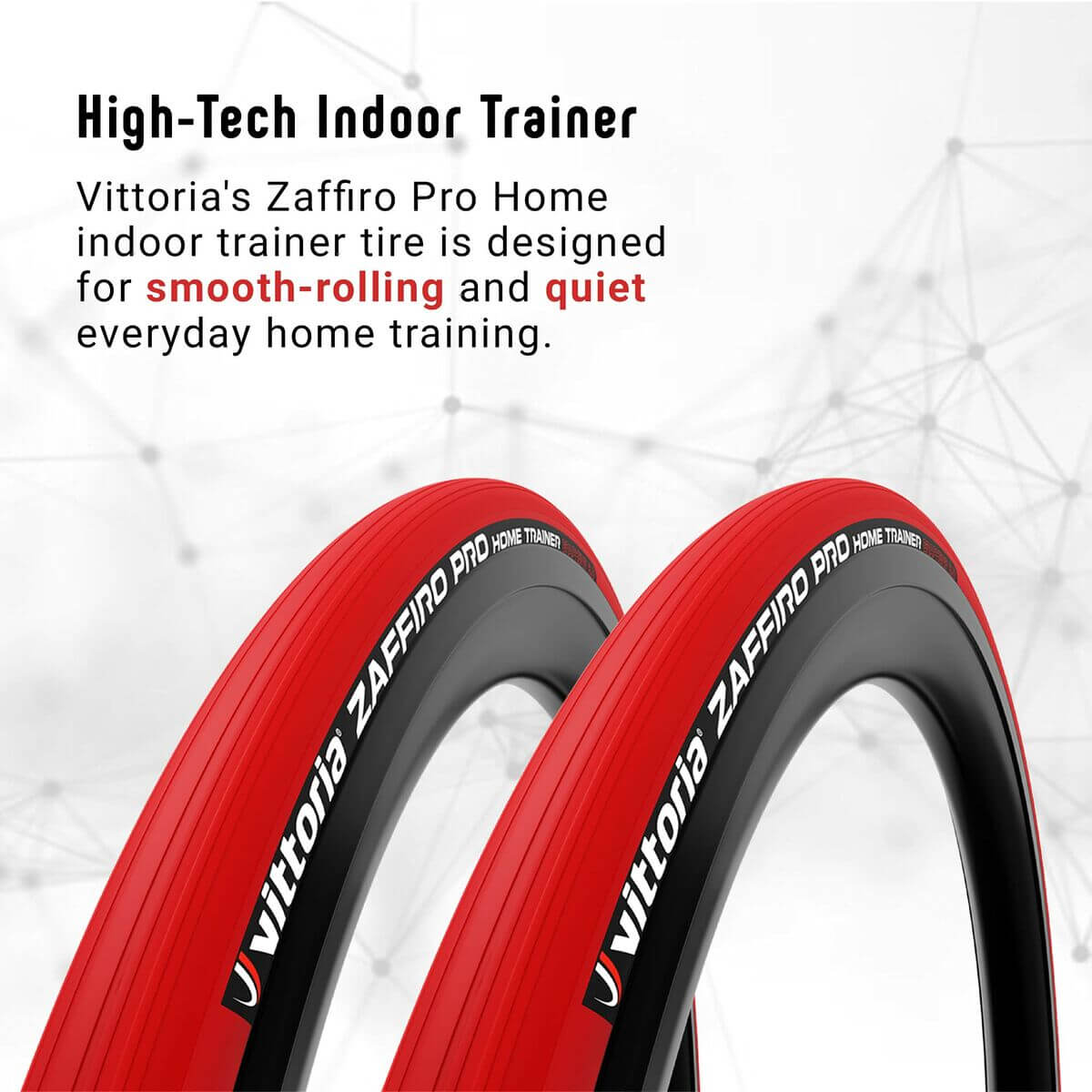 Vittoria Zaffiro Pro indoor trainer tire in red designed for smooth-rolling and quiet home training.