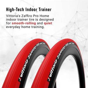 Vittoria Zaffiro Pro indoor trainer tire in red designed for smooth-rolling and quiet home training.