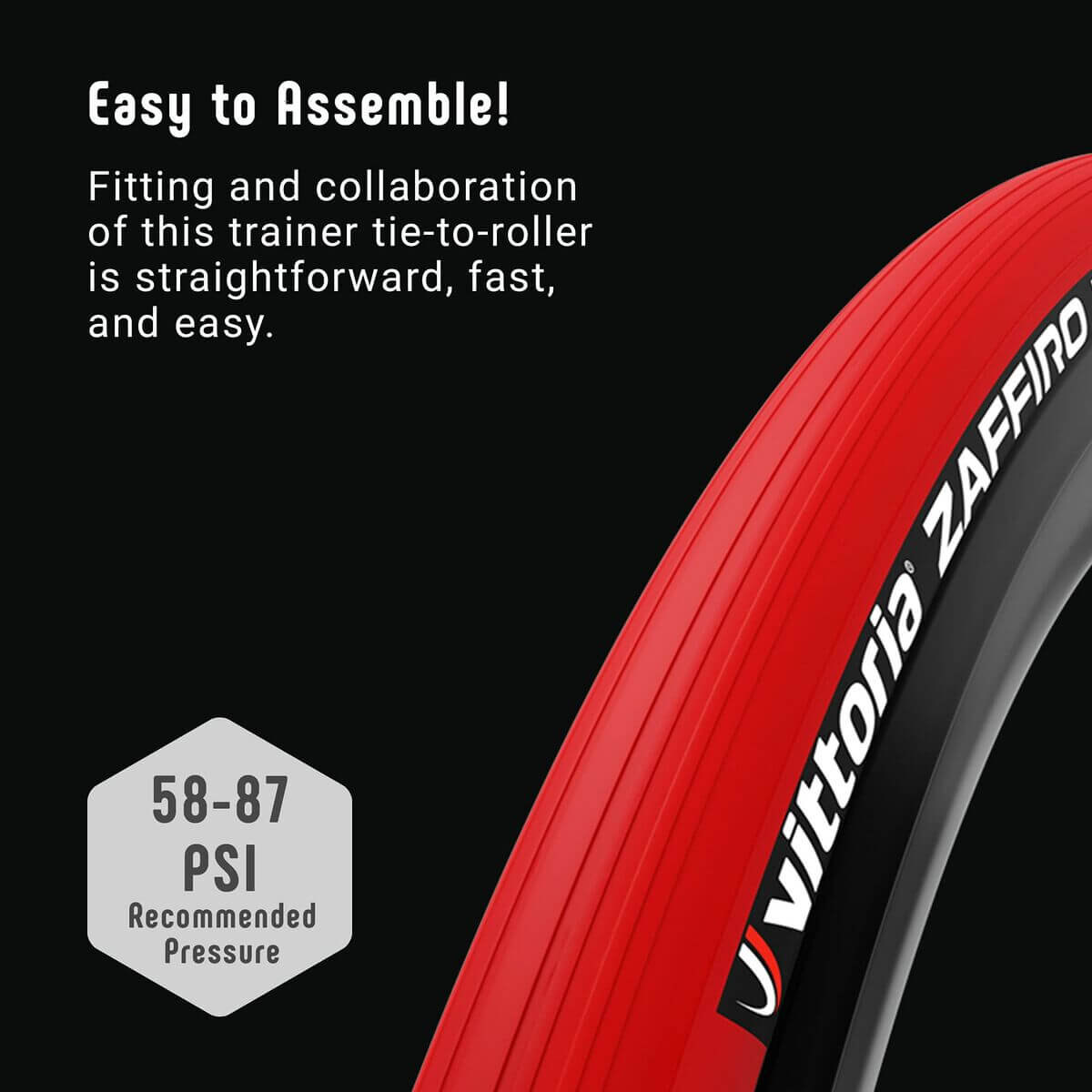 Cover Vittoria Zaffiro Pro Red with easy assembly instructions and recommended pressure for optimal performance.