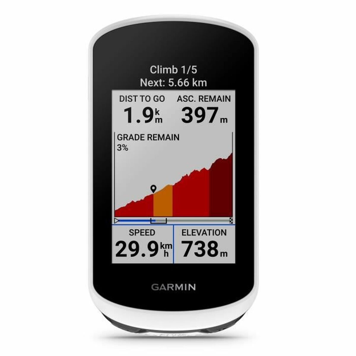 Garmin Edge Explore 2 cyclocomputer screen displaying navigation and checkpoint features for outdoor adventures.