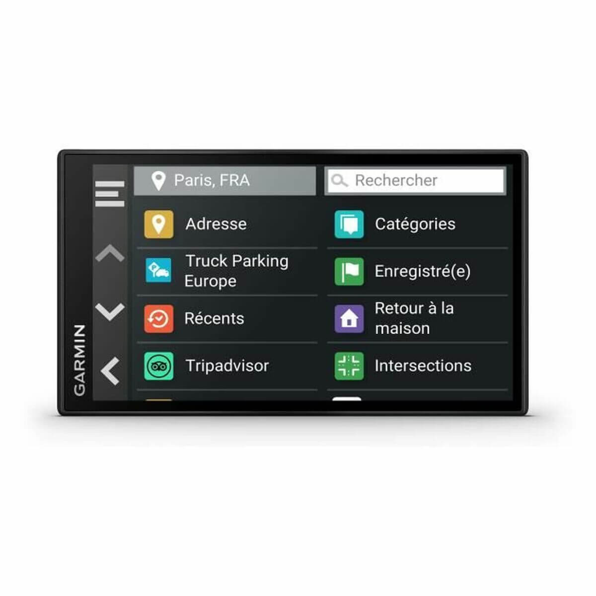 Garmin Dezl LGV610 EU GPS navigator touchscreen with maps and truck parking options for outdoor adventures.