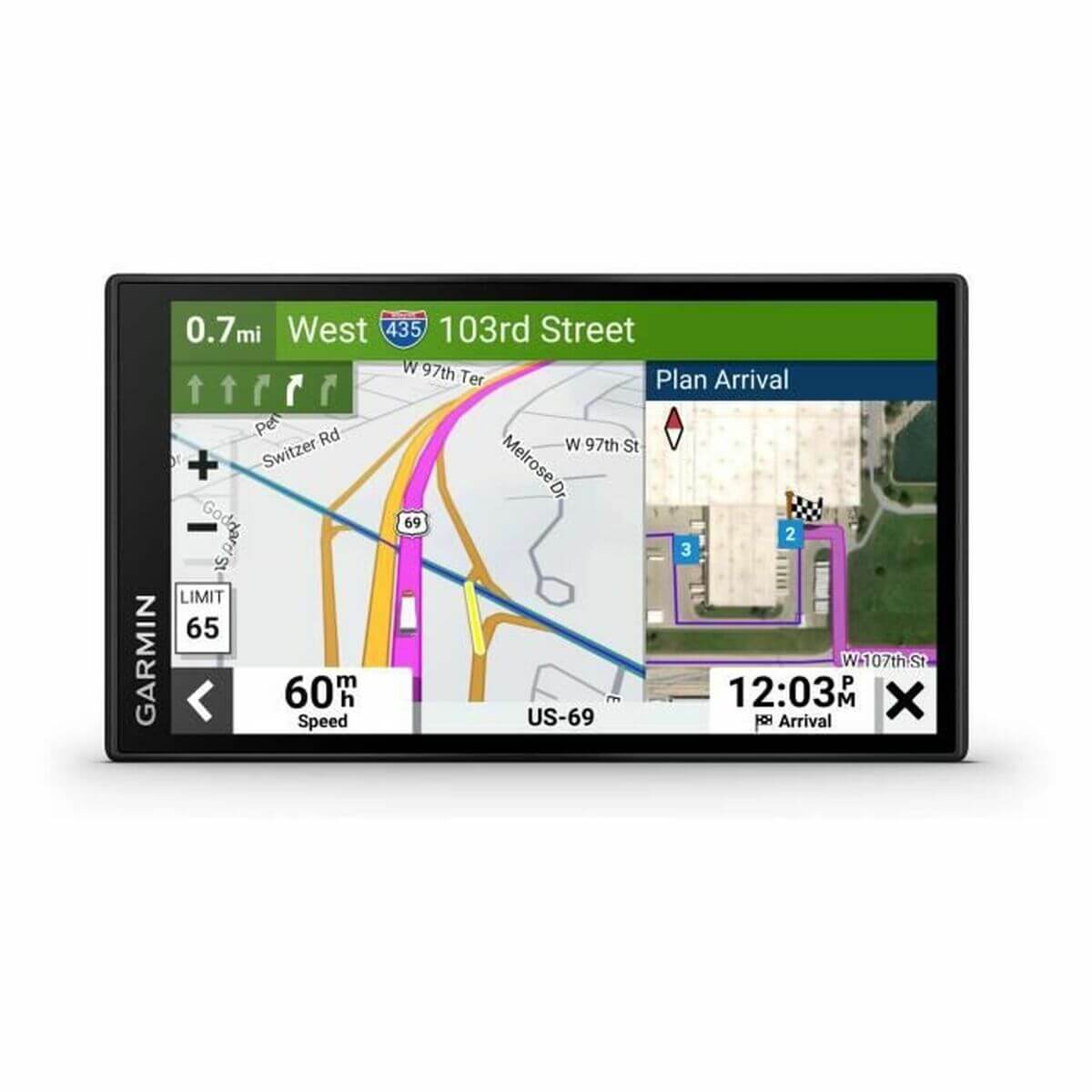 Garmin Dezl LGV610 EU GPS navigator touchscreen with maps and truck parking options for outdoor adventures.