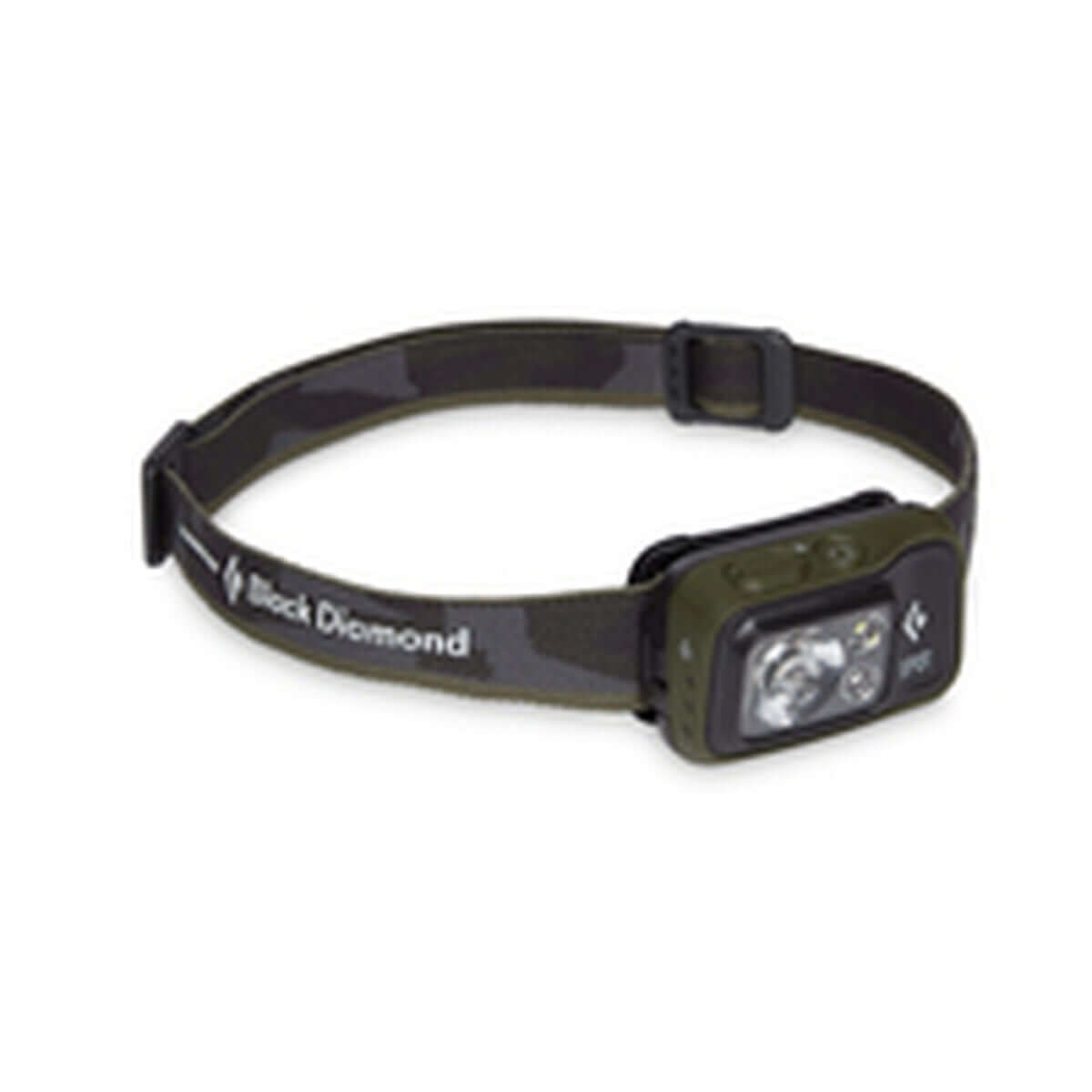 LED Head Torch Black Diamond BD620672 in Black Olive, perfect for outdoor camping adventures.
