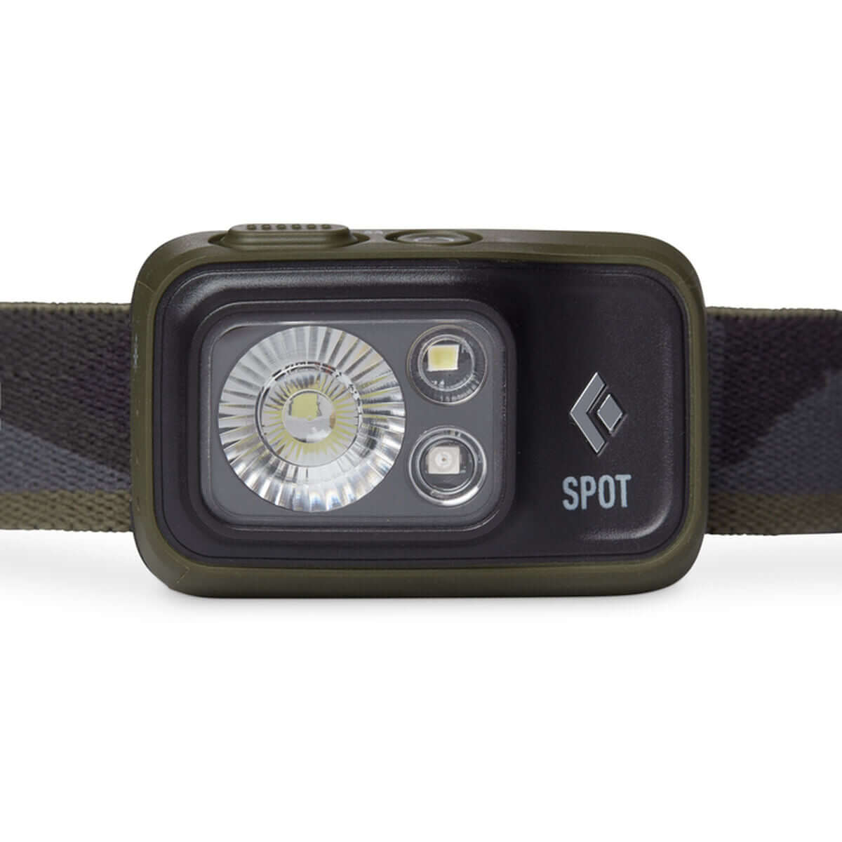 LED Head Torch Black Diamond BD620672 in Black Olive, perfect for outdoor camping adventures.