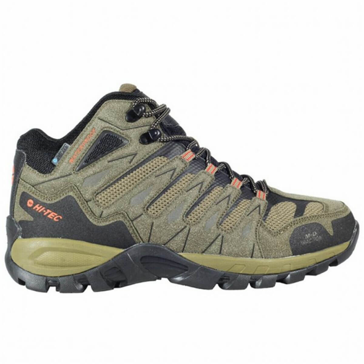 Hi-Tec Corzo Khaki hiking boots for men, ideal for outdoor adventures and camping, available at revlando.com.