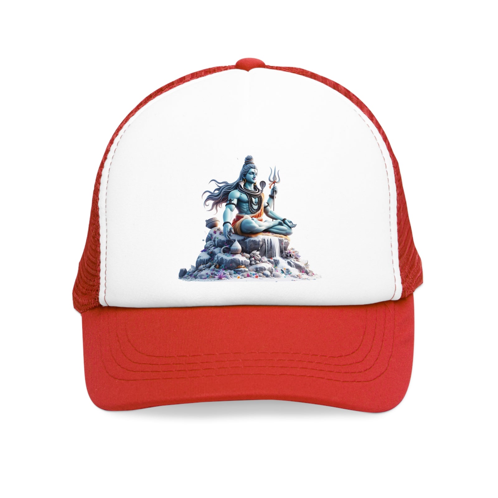 Mesh cap featuring Indian God design, ideal for outdoor adventures and camping from revlando.com.
