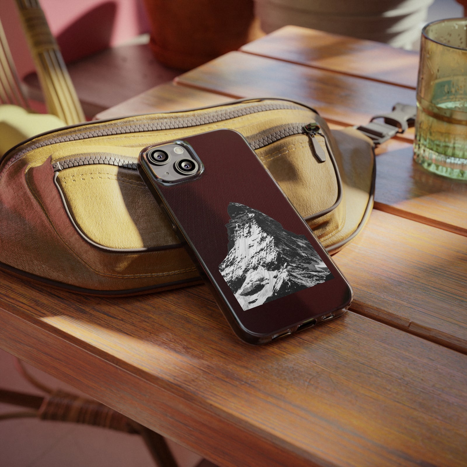 Custom Summit phone case on rocks, flexible TPU design perfect for outdoor adventures and camping - available at revlando.com.