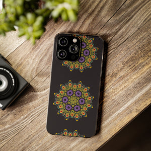 Funda para teléfono con diseño de mandala dorado