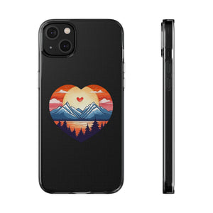 Funda para teléfono con diseño de amor en la montaña