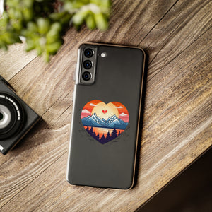 Funda para teléfono con diseño de amor en la montaña