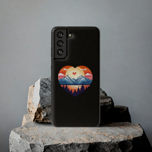 Funda para teléfono con diseño de amor en la montaña