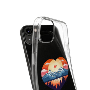 Funda para teléfono con diseño de amor en la montaña