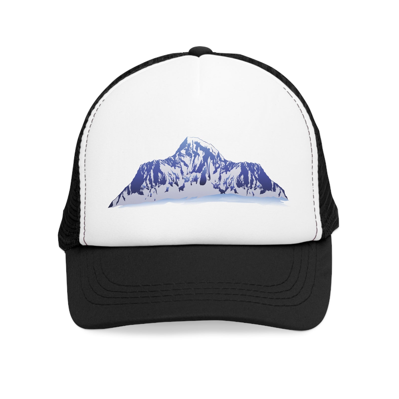 Mesh cap featuring a mountain design, ideal for outdoor adventures and camping, available at revlando.com.