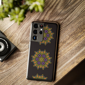 Funda para teléfono con diseño de mandala dorado