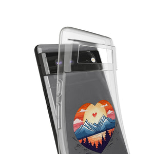 Funda para teléfono con diseño de amor en la montaña