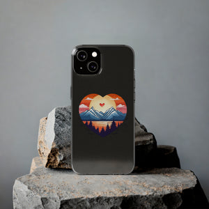 Funda para teléfono con diseño de amor en la montaña