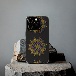 Funda para teléfono con diseño de mandala dorado