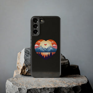 Funda para teléfono con diseño de amor en la montaña