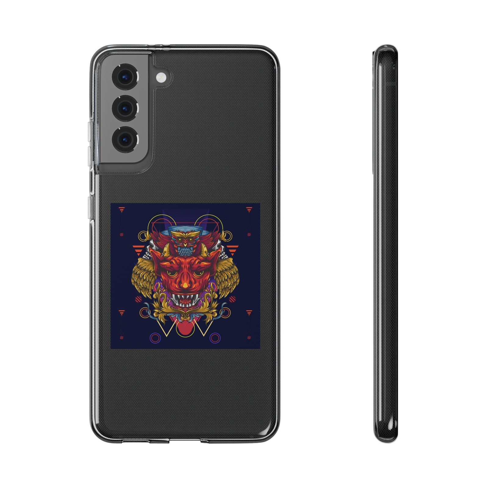 Phone Case Diablo design featuring a striking graphic, perfect for outdoor adventures and camping with Revland's TPU material.