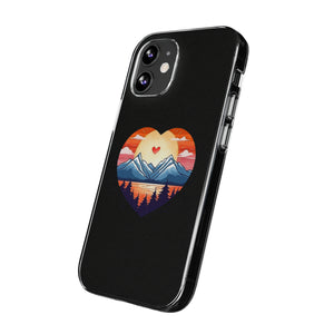 Funda para teléfono con diseño de amor en la montaña