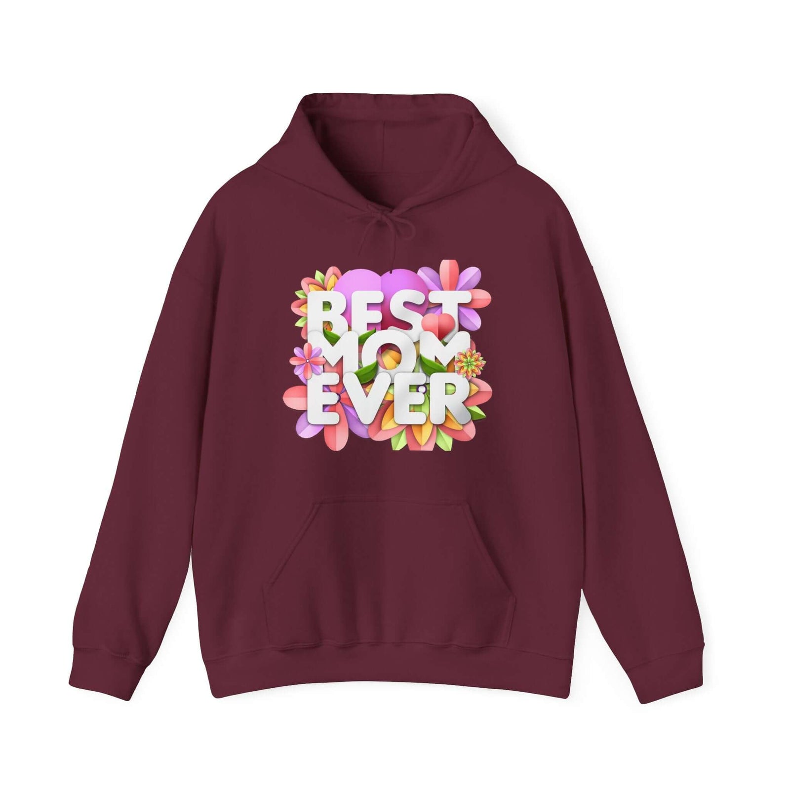 Unisex floral hoodie with 'Best Mom Ever' design for outdoor adventures from revlando.com.