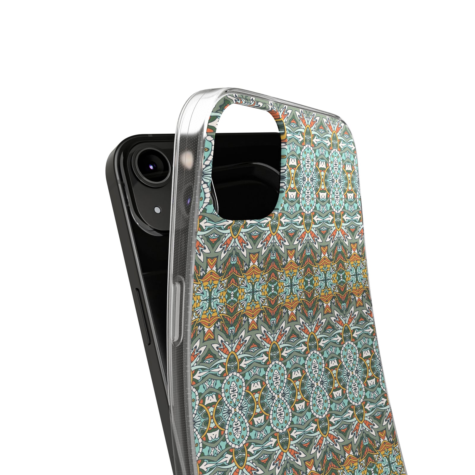 Phone Case Mandala design showcasing flexibility and custom style, perfect for outdoor adventures and camping.