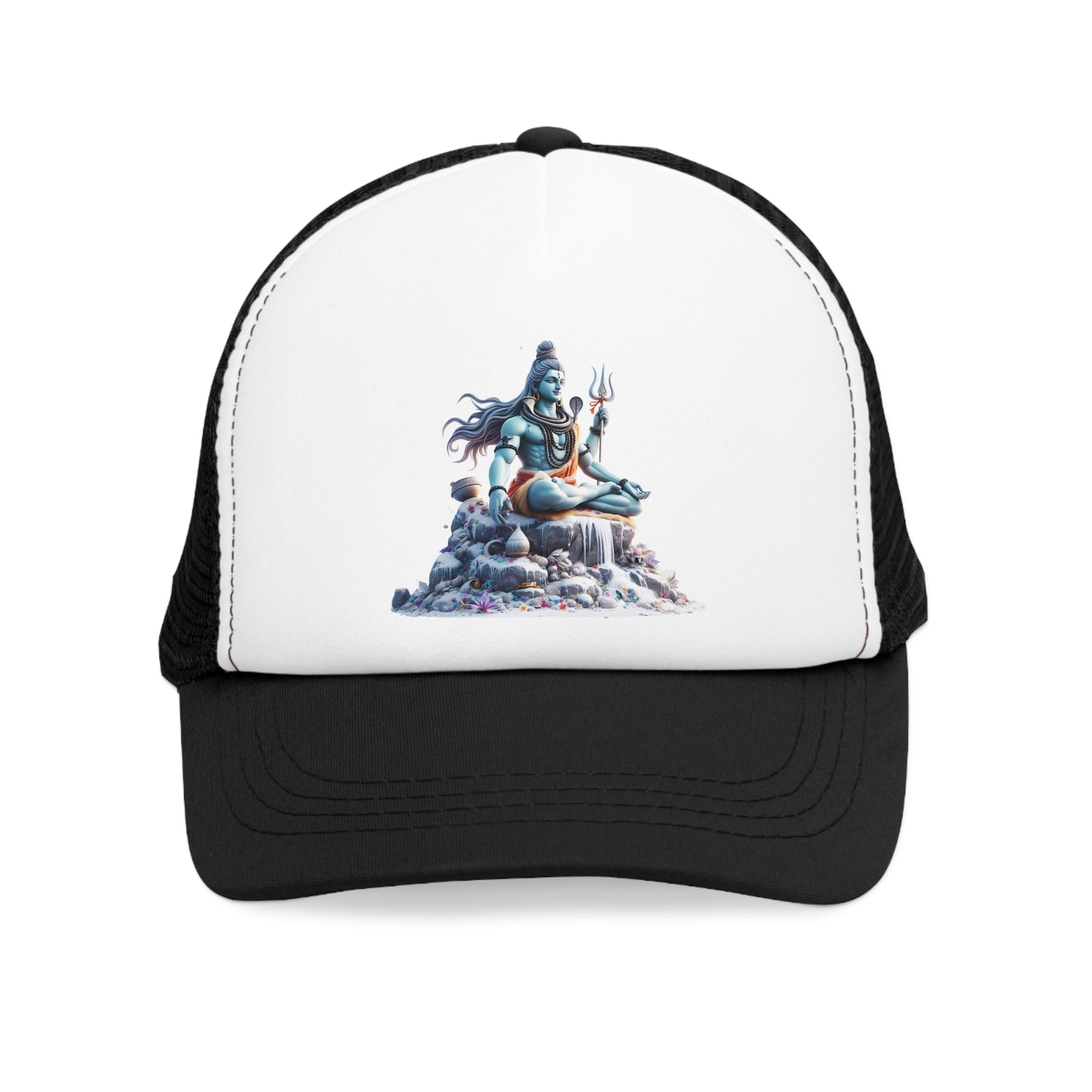 Mesh cap featuring an Indian God design, perfect for outdoor adventures and camping from revlando.com.