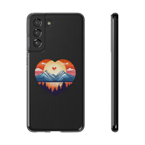 Funda para teléfono con diseño de amor en la montaña