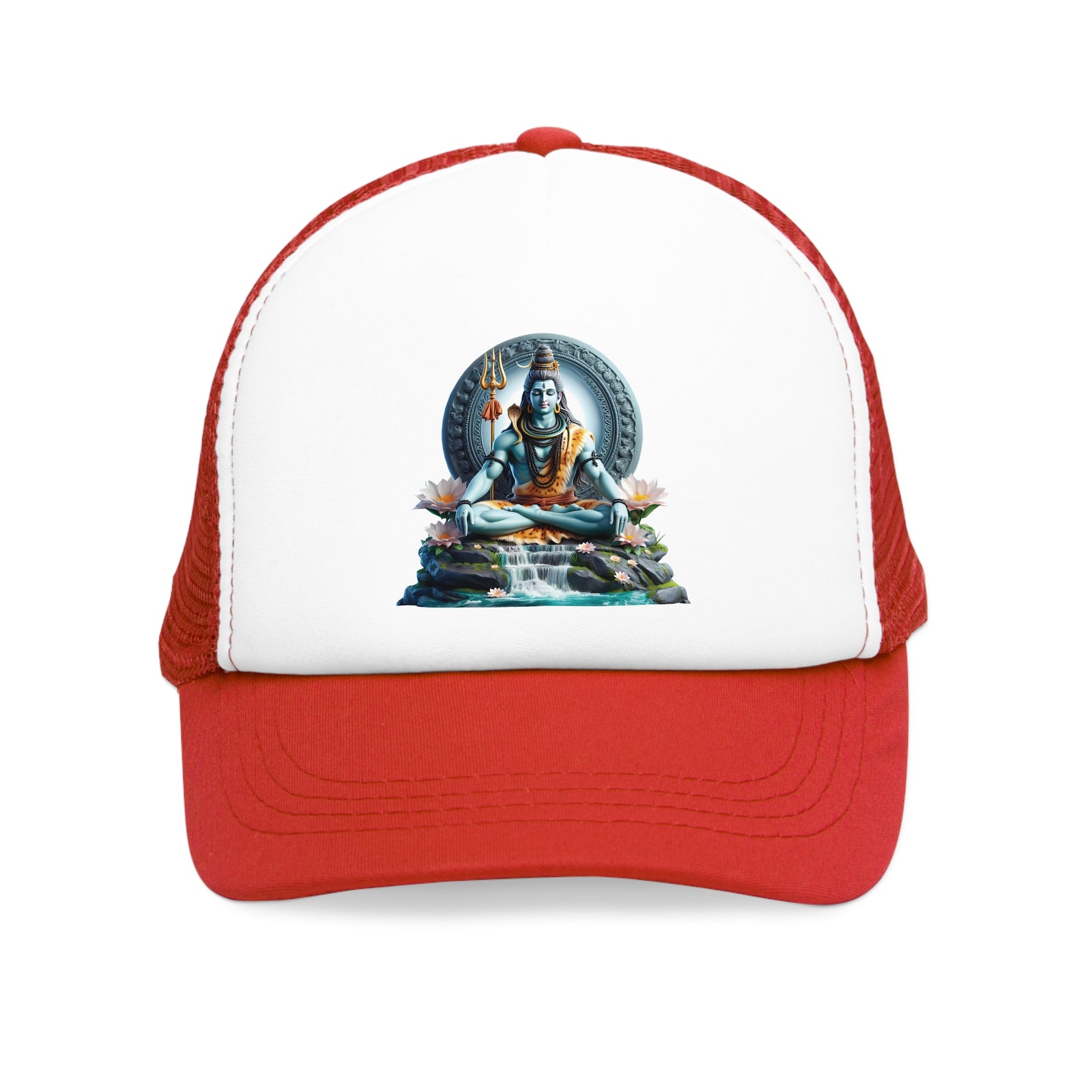 Mesh cap featuring Indian god design, perfect for outdoor adventures and camping. Available at revlando.com.