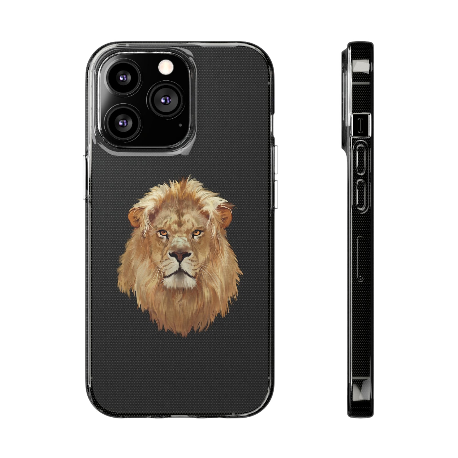 Flexible TPU phone case with lion design, ideal for outdoor adventures and camping, available at revlando.com.