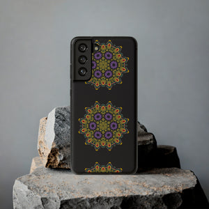 Funda para teléfono con diseño de mandala dorado