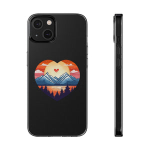 Funda para teléfono con diseño de amor en la montaña