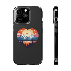 Funda para teléfono con diseño de amor en la montaña