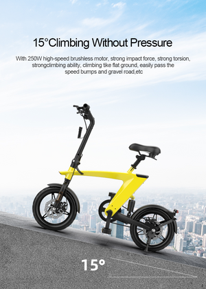 The Max Foldable E-Bike Solarbeam Yellow - Range 35km, Top Speed 25km/h - Revlando -  