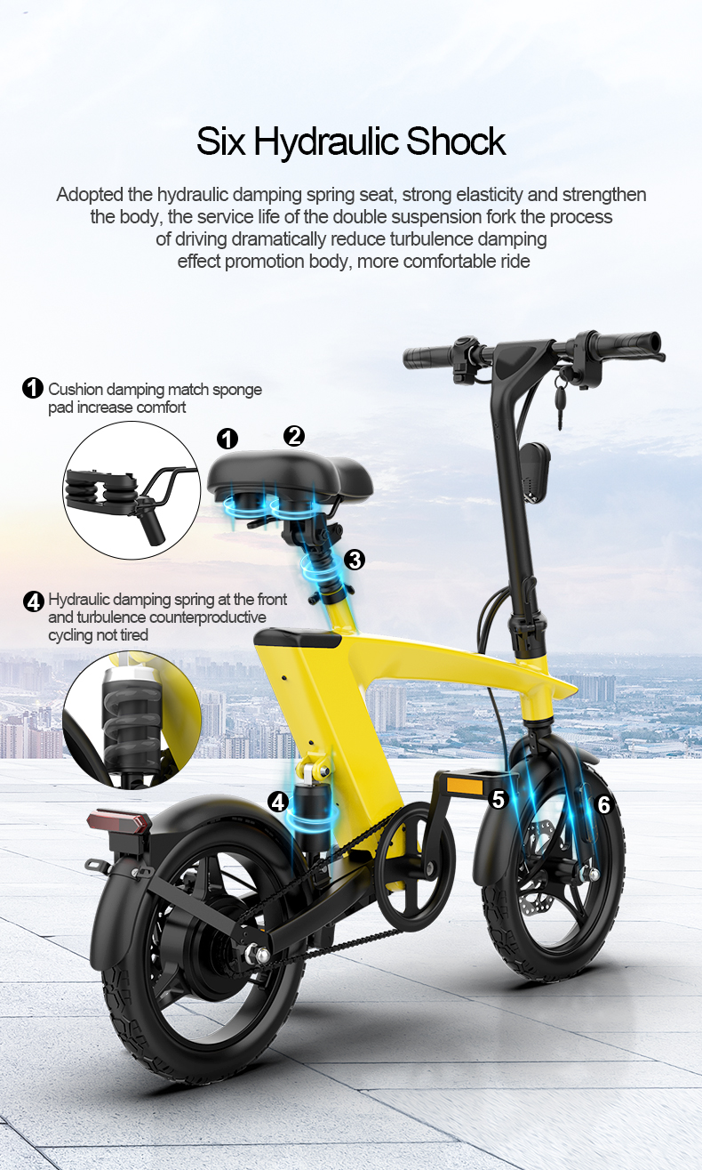 The Max Foldable E-Bike Solarbeam Yellow - Range 35km, Top Speed 25km/h - Revlando -  