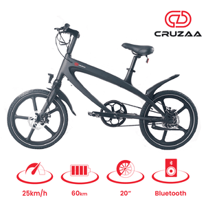 Official carbon black e-bike with Bluetooth speakers, ideal for outdoor adventure and travel, max range 60km.